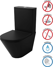 Grossman Унитаз компакт Tornado GR-4449BMSQ черный матовый – фотография-8